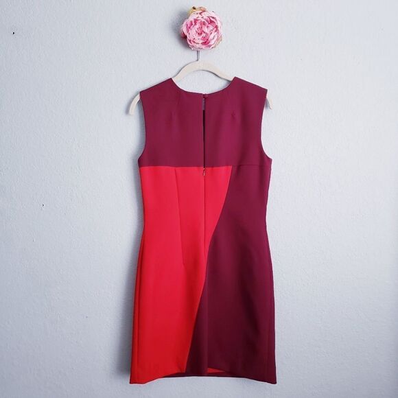Milly Burgundy and Red Colorblock Dress - Picture 6 of 9